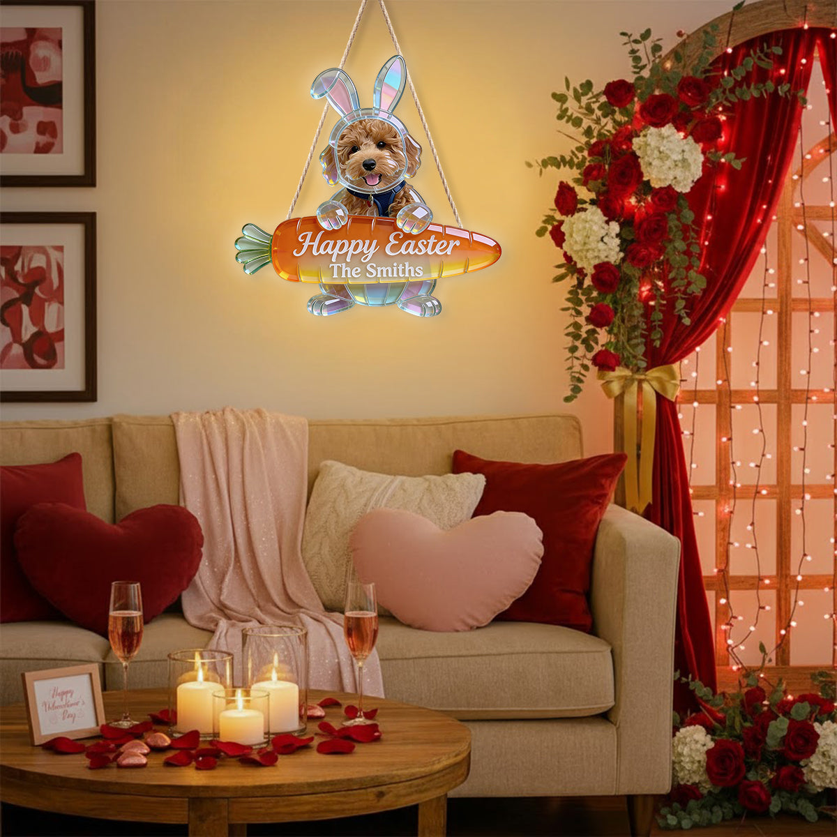 Easter Bunny Puppy - Personalized Dog LED Light Acrylic Sign