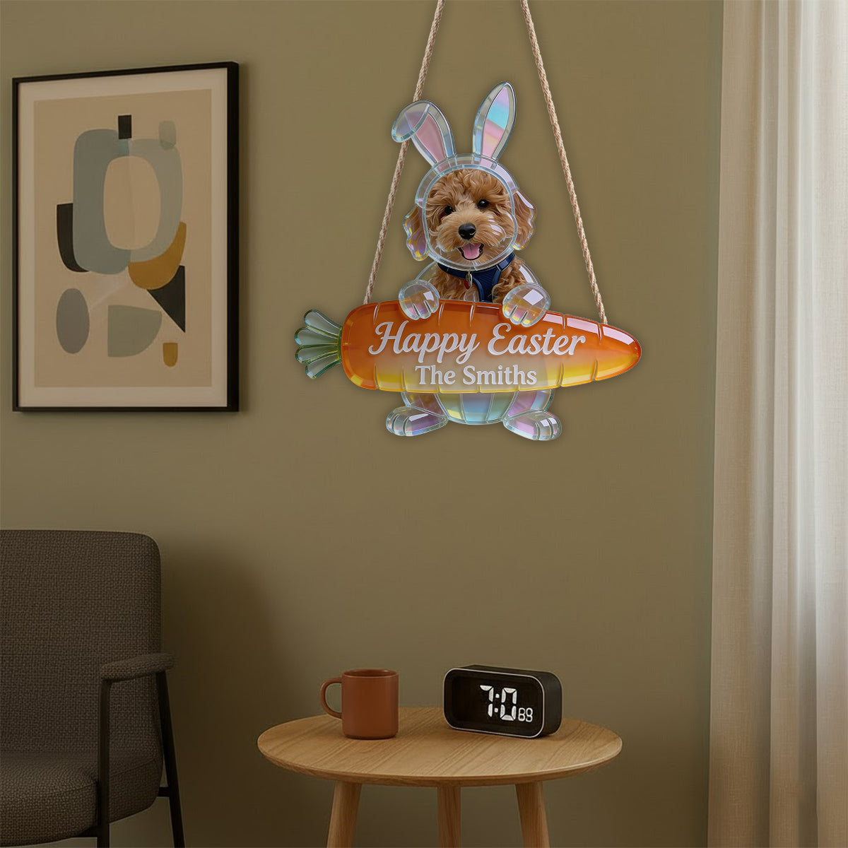 Easter Bunny Puppy - Personalized Dog LED Light Acrylic Sign