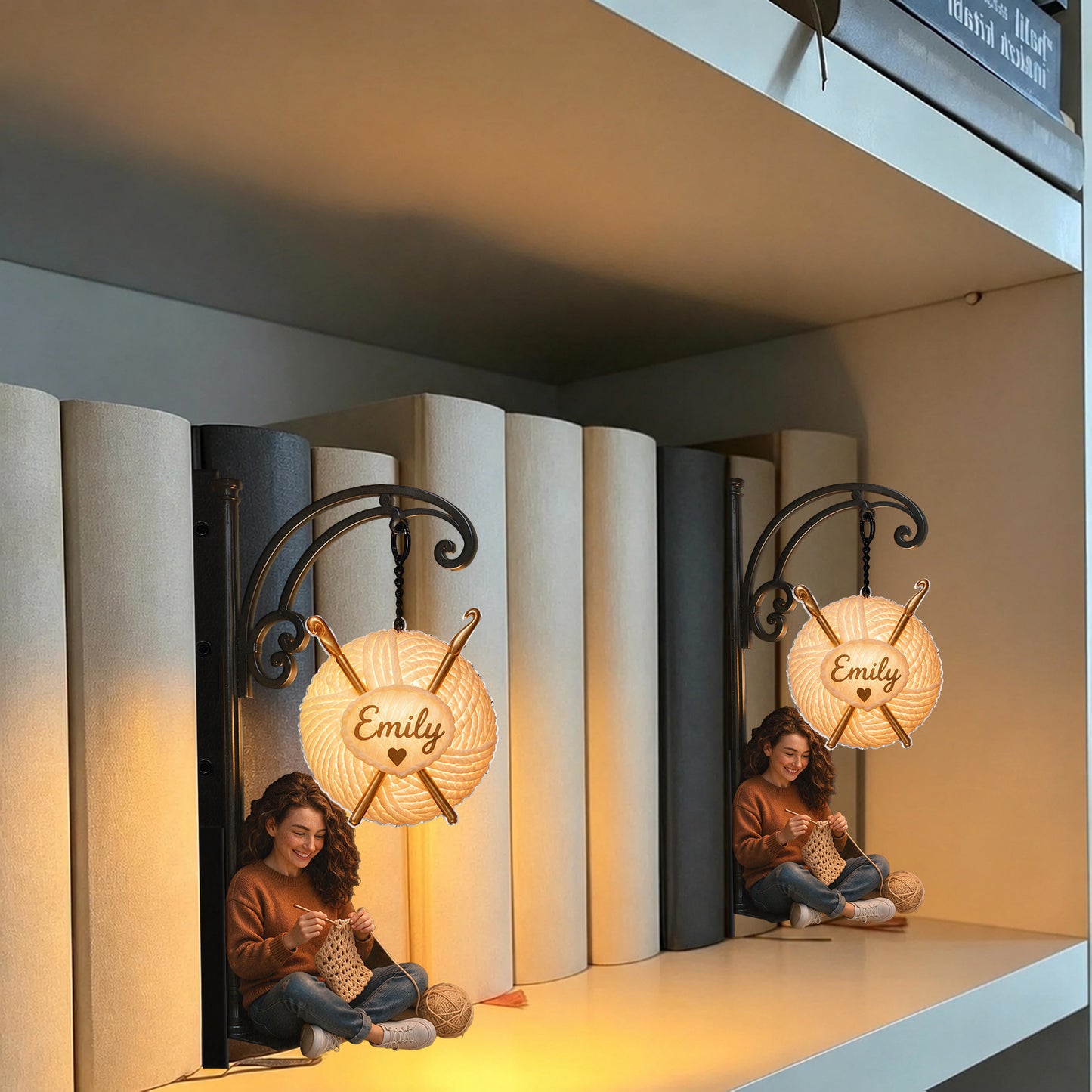Love Crocheting - Personalized Crocheting Bookshelf Lamp