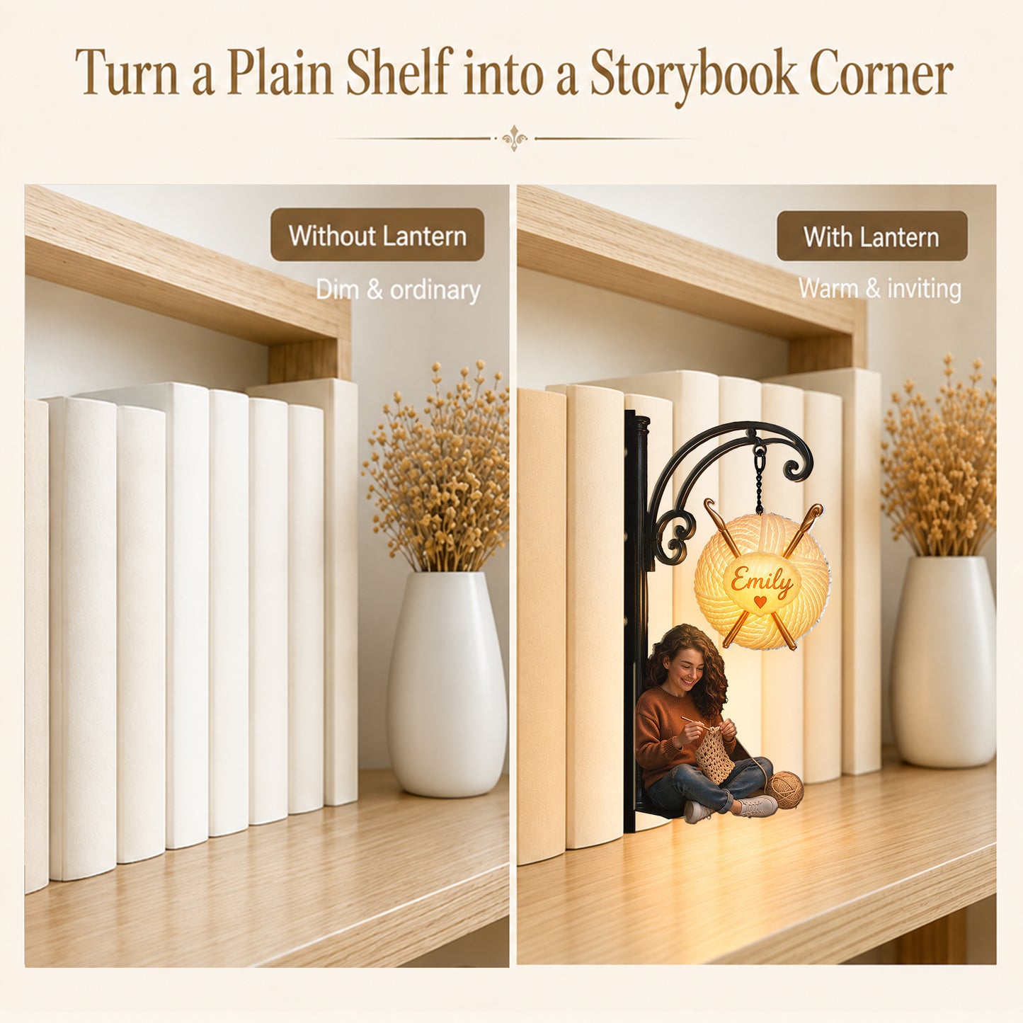 Love Crocheting - Personalized Crocheting Bookshelf Lamp