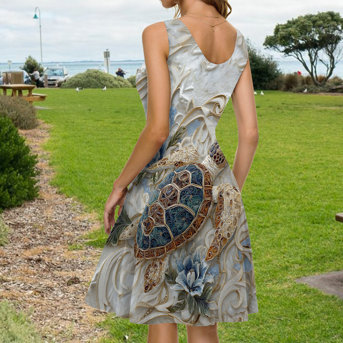 Turtle Lovers - Personalized Turtle Sleeveless Dress