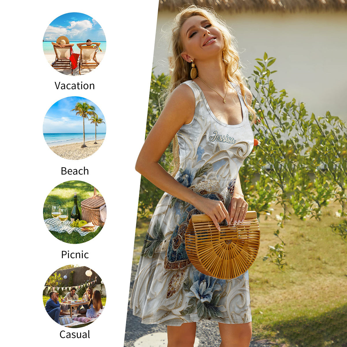 Turtle Lovers - Personalized Turtle Sleeveless Dress