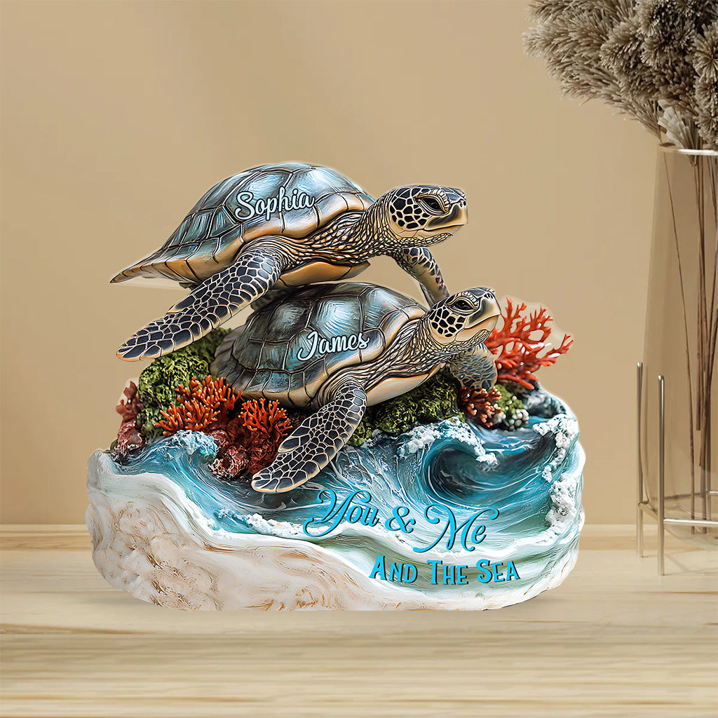 You And Me And The Sea - Personalized Turtle Custom Shaped Acrylic Plaque