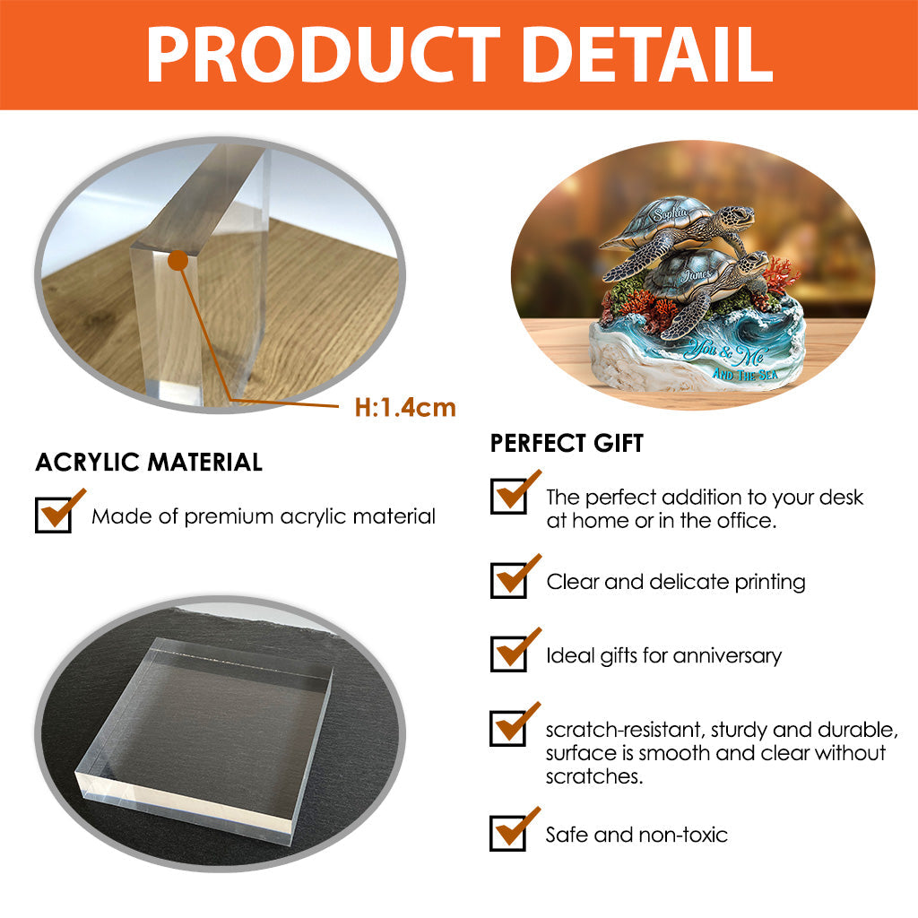 You And Me And The Sea - Personalized Turtle Custom Shaped Acrylic Plaque