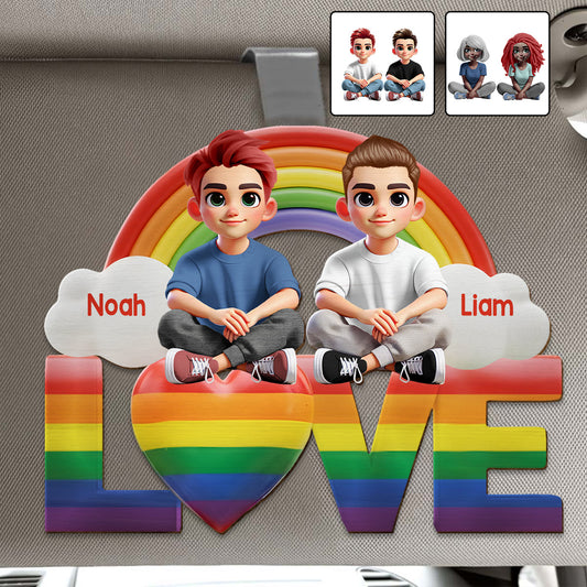 I Love You - Personalized LGBT Support Shaped Car Visor Clip