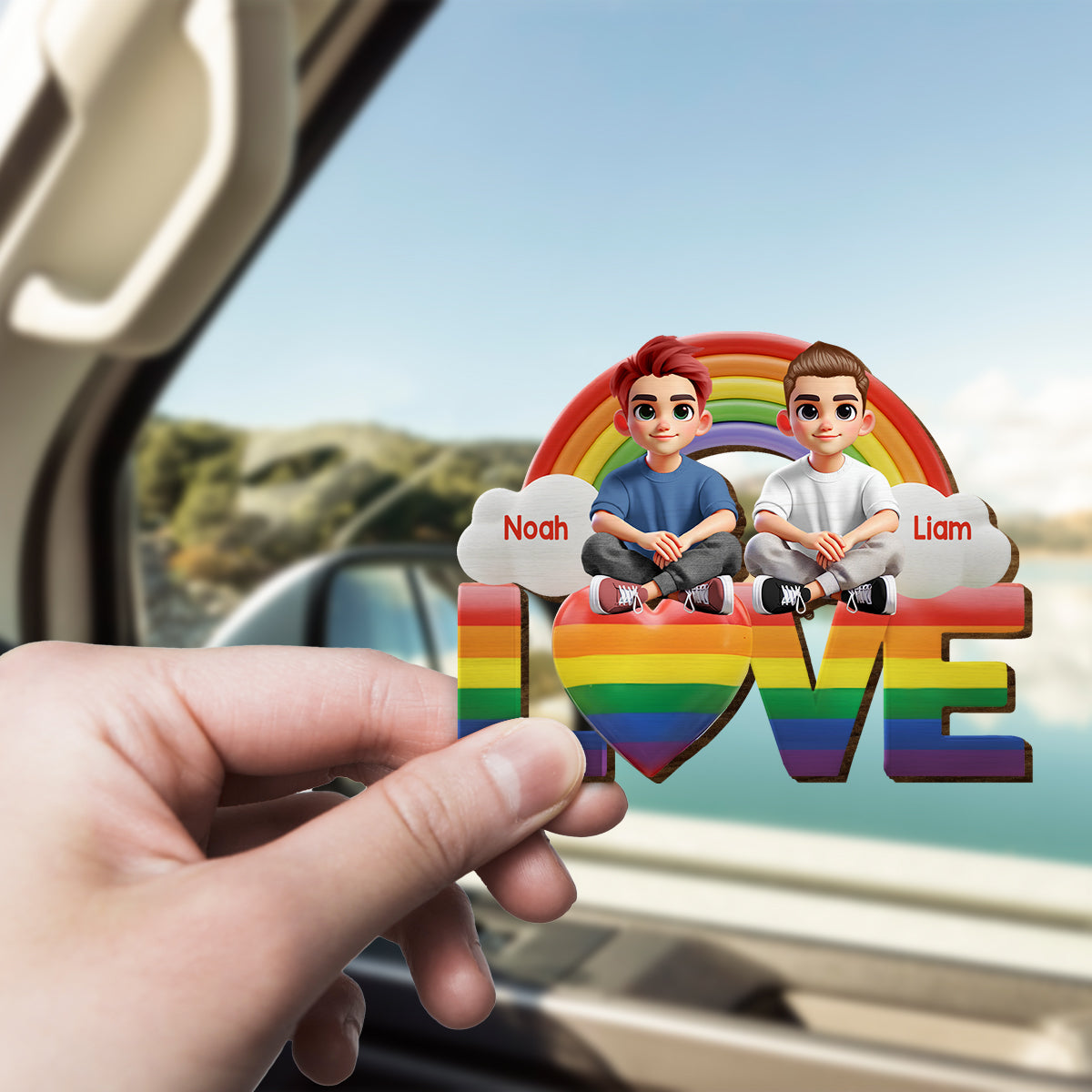 I Love You - Personalized LGBT Support Shaped Car Visor Clip