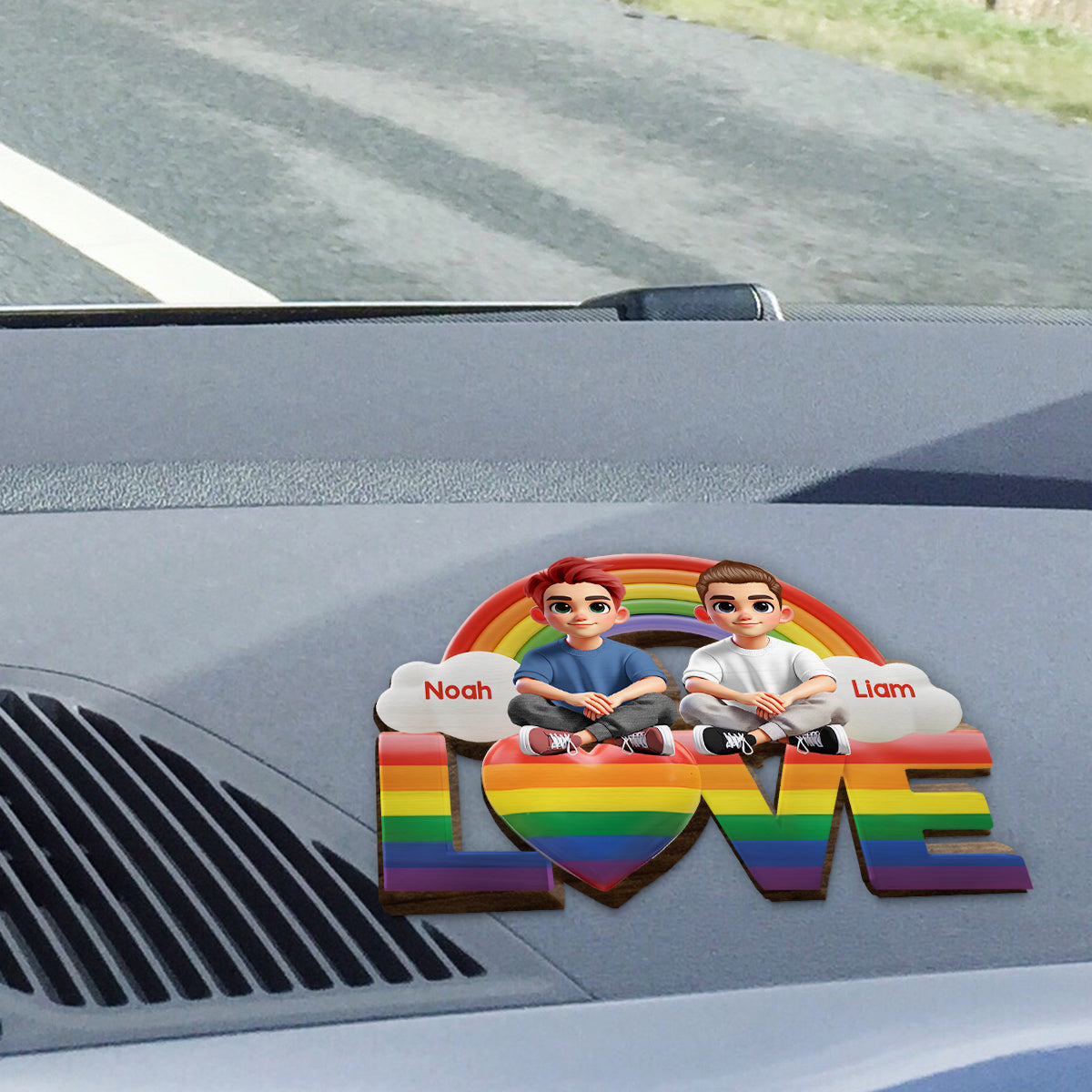 I Love You - Personalized LGBT Support Shaped Car Visor Clip
