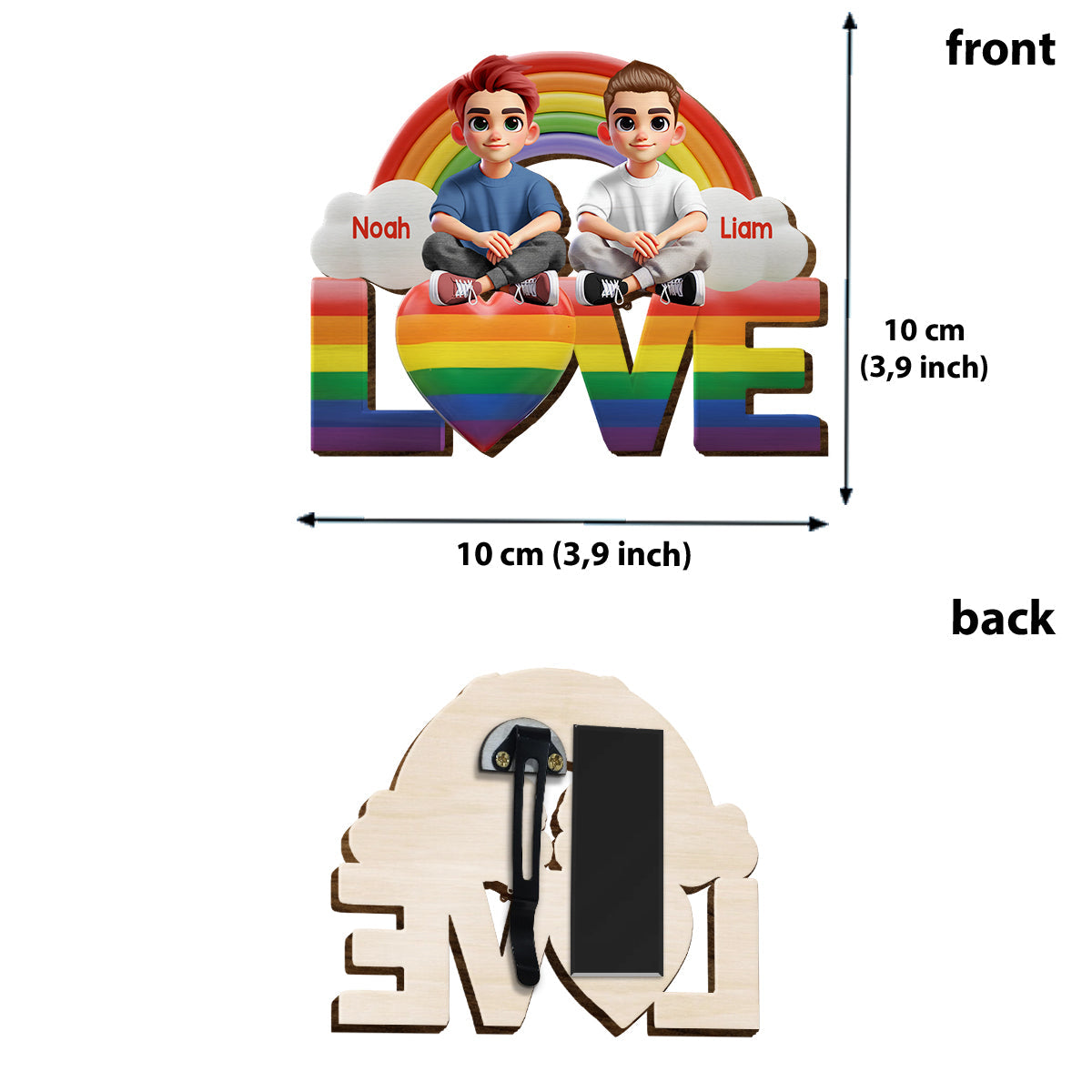 I Love You - Personalized LGBT Support Shaped Car Visor Clip