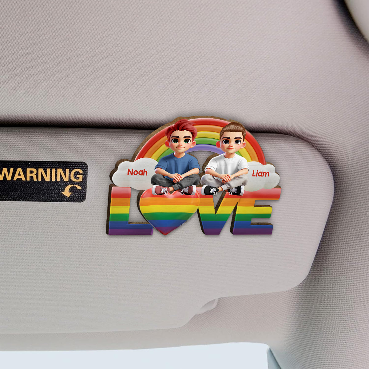 I Love You - Personalized LGBT Support Shaped Car Visor Clip