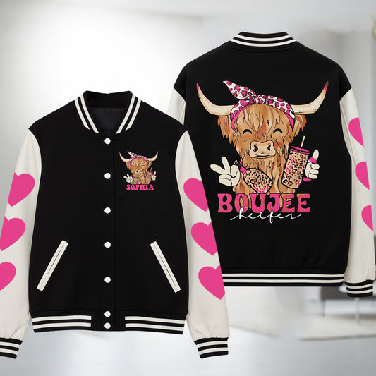 Love Highland Cow - Personalized Highland Cow Varsity Jacket