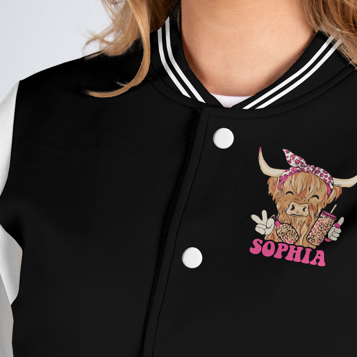 Love Highland Cow - Personalized Highland Cow Varsity Jacket