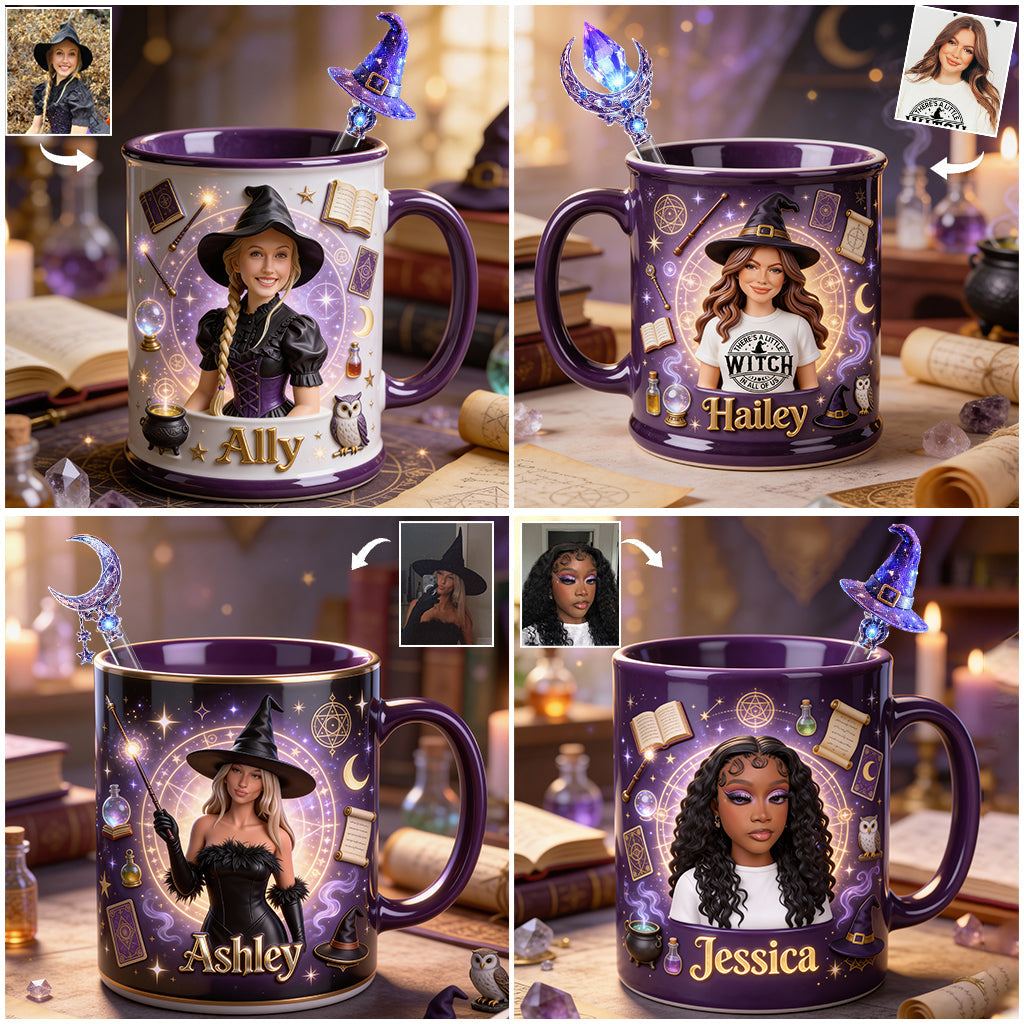 Love Wizard, Witch - Personalized Witch Set Accent Mug with Acrylic Stirrers