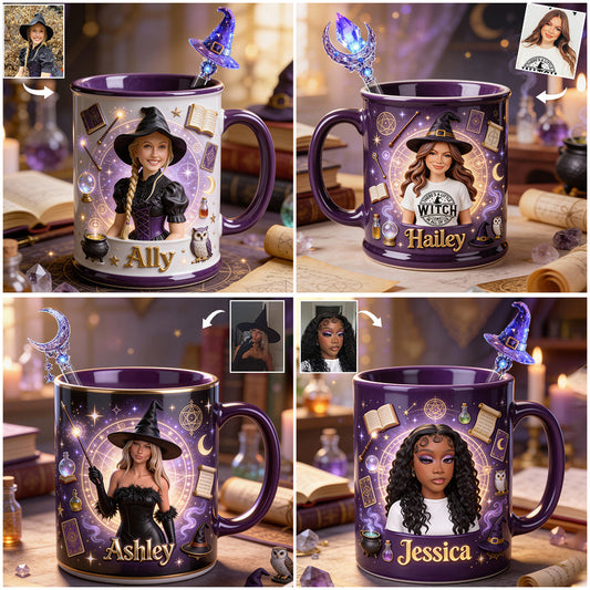 Love Wizard, Witch - Personalized Witch Set Accent Mug with Acrylic Stirrers