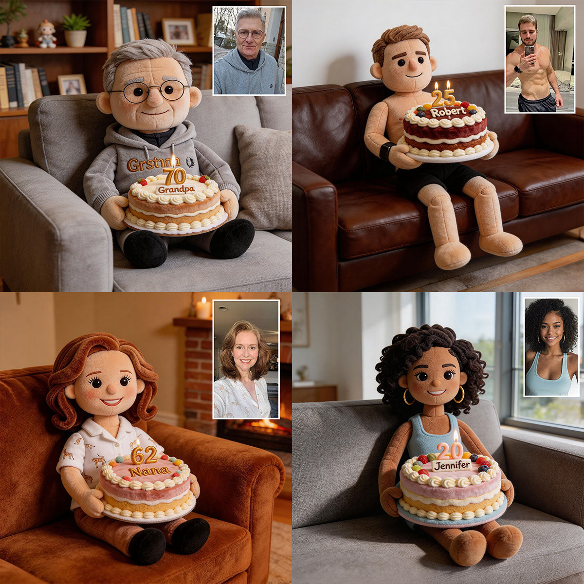 Custom Any Photo - Personalized Birthday Premium Faux Fur Pillow