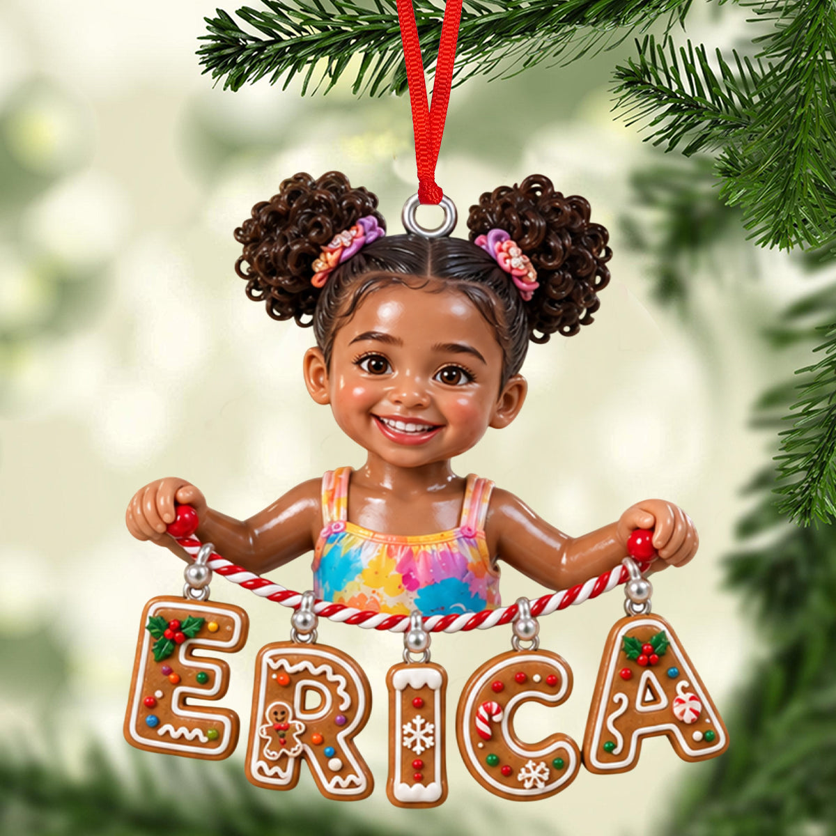 Holding Name Letter Gift For Kids - Personalized Kid Ornament With Charm