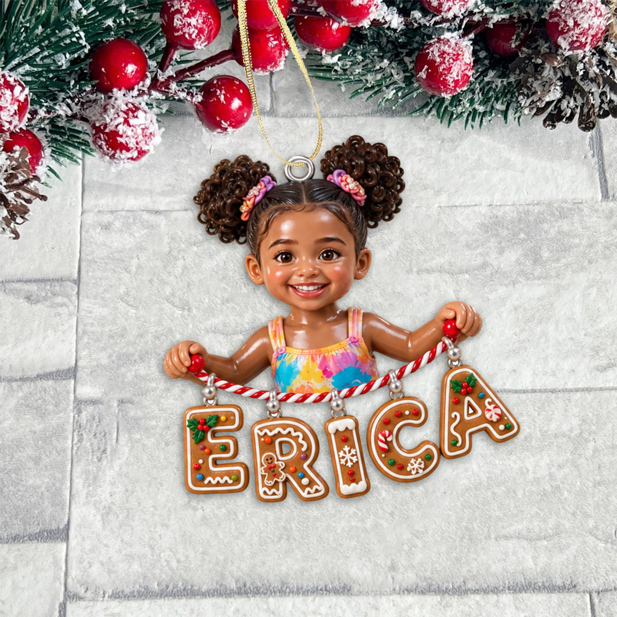 Holding Name Letter Gift For Kids - Personalized Kid Ornament With Charm