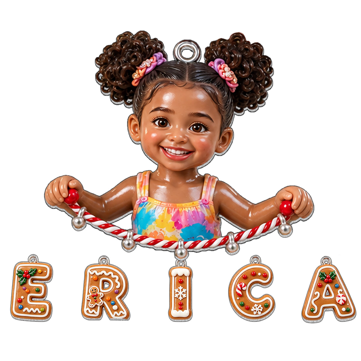 Holding Name Letter Gift For Kids - Personalized Kid Ornament With Charm
