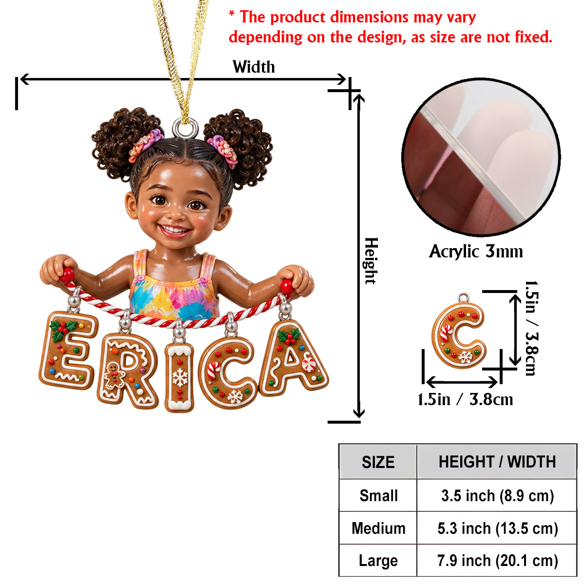 Holding Name Letter Gift For Kids - Personalized Kid Ornament With Charm