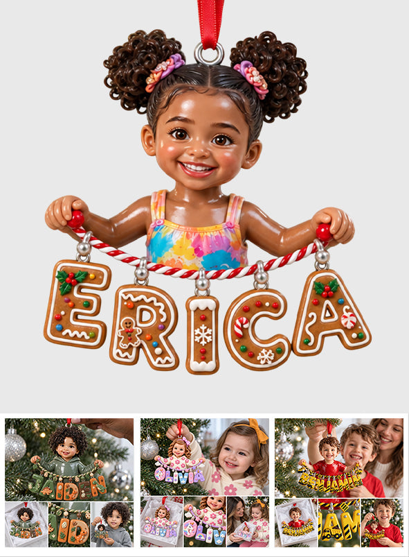 Holding Name Letter Gift For Kids - Personalized Kid Ornament With Charm