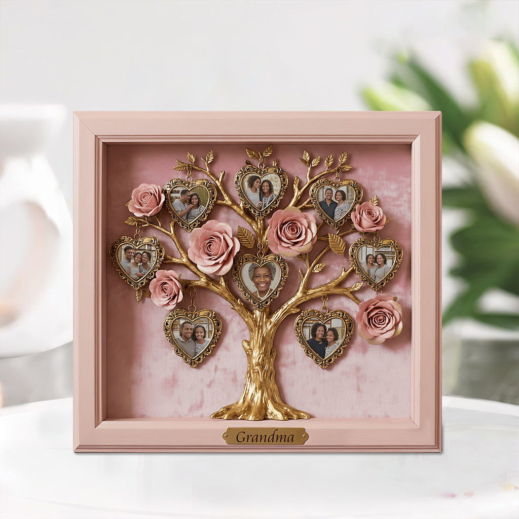 Photo Frame Rose Tree For Her/ Grandma/ Mother's Day Gift.... - Personalized Grandma Custom Shaped Acrylic Plaque