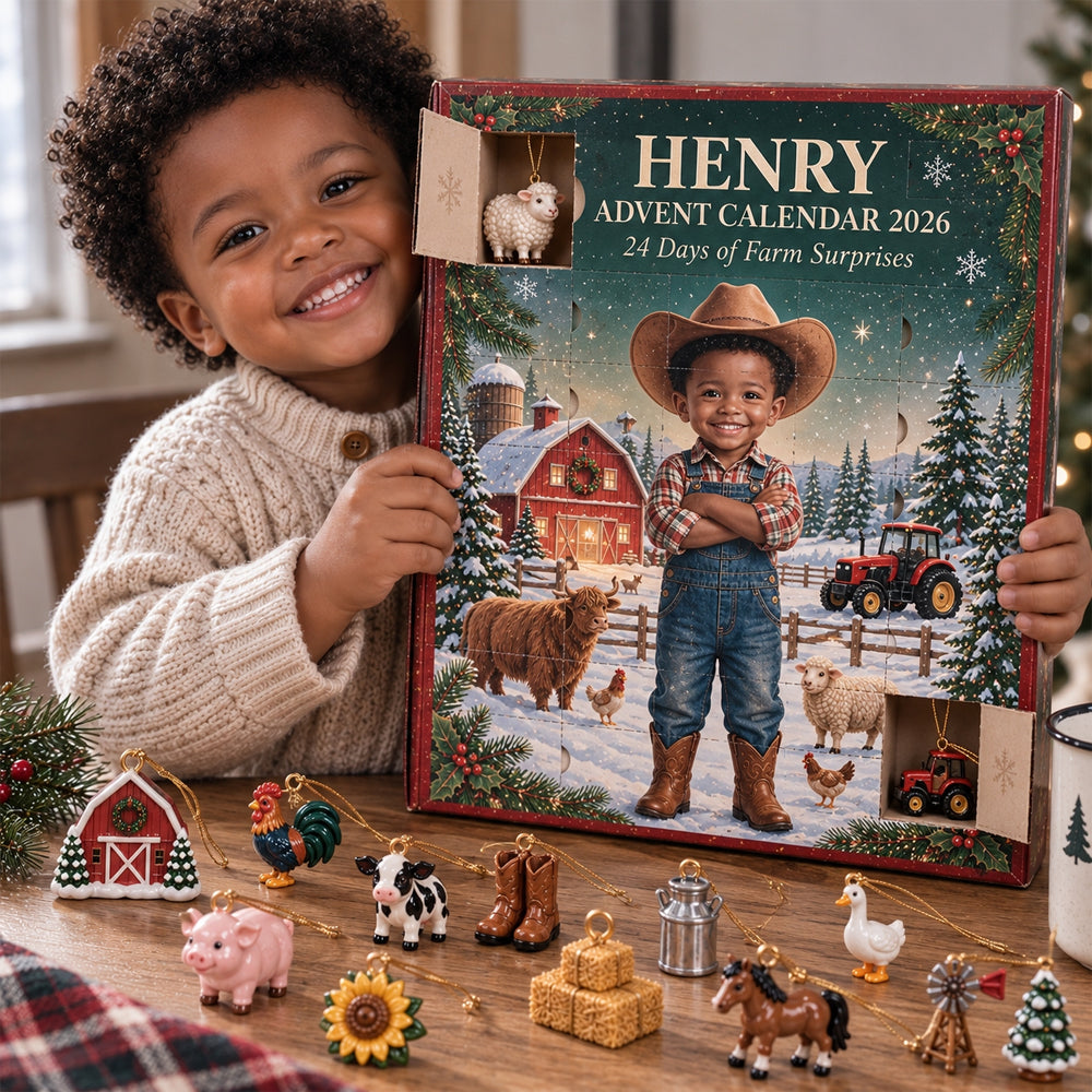 24 Days of Farm Surprises - Personalized Farmer Advent Calendar With 3D Collectibles