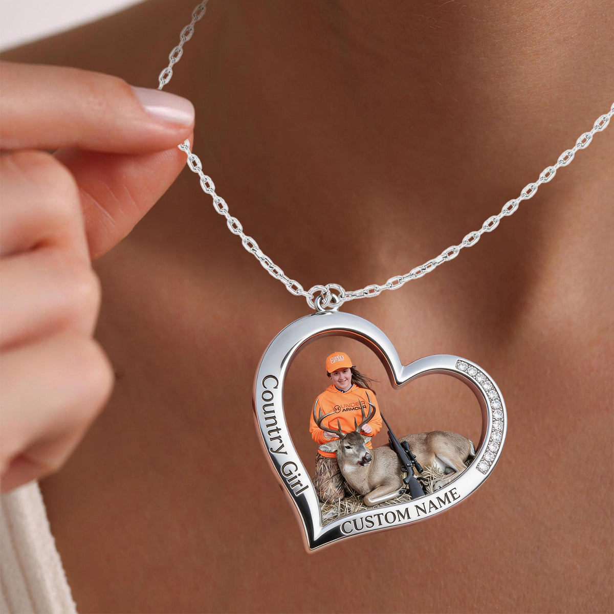 Custom From Any Photo - Personalized Hunting Shaped Metal Pendant Necklace