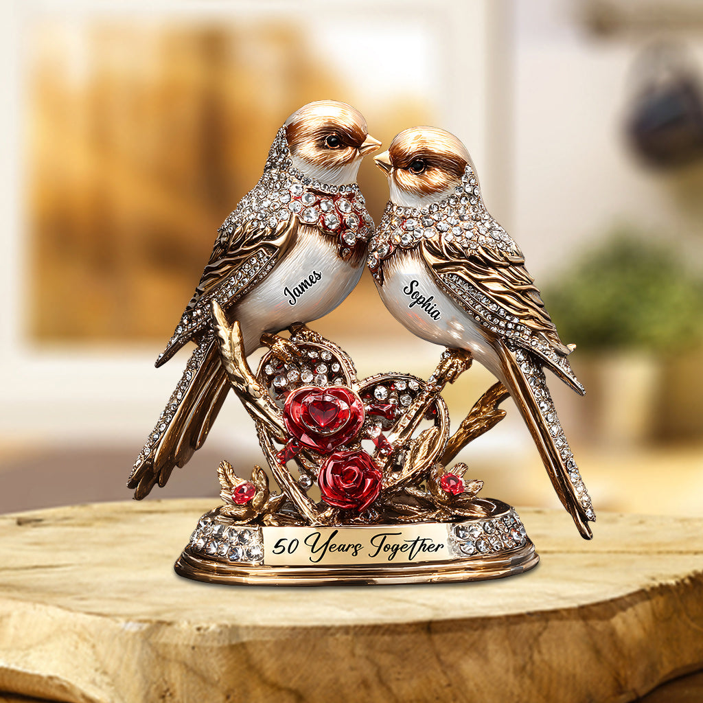 Lovebirds Couple Anniversary 50 Years Together - Personalized Couple Custom Shaped Acrylic Plaque