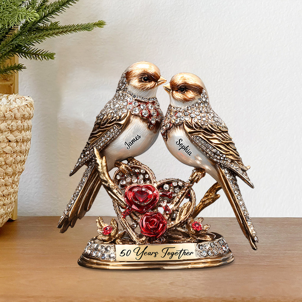 Lovebirds Couple Anniversary 50 Years Together - Personalized Couple Custom Shaped Acrylic Plaque