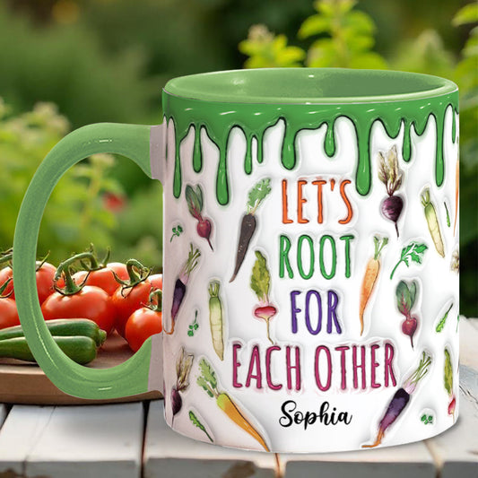 Let's Root For Each Other - Personalized Veganism Accent Mug