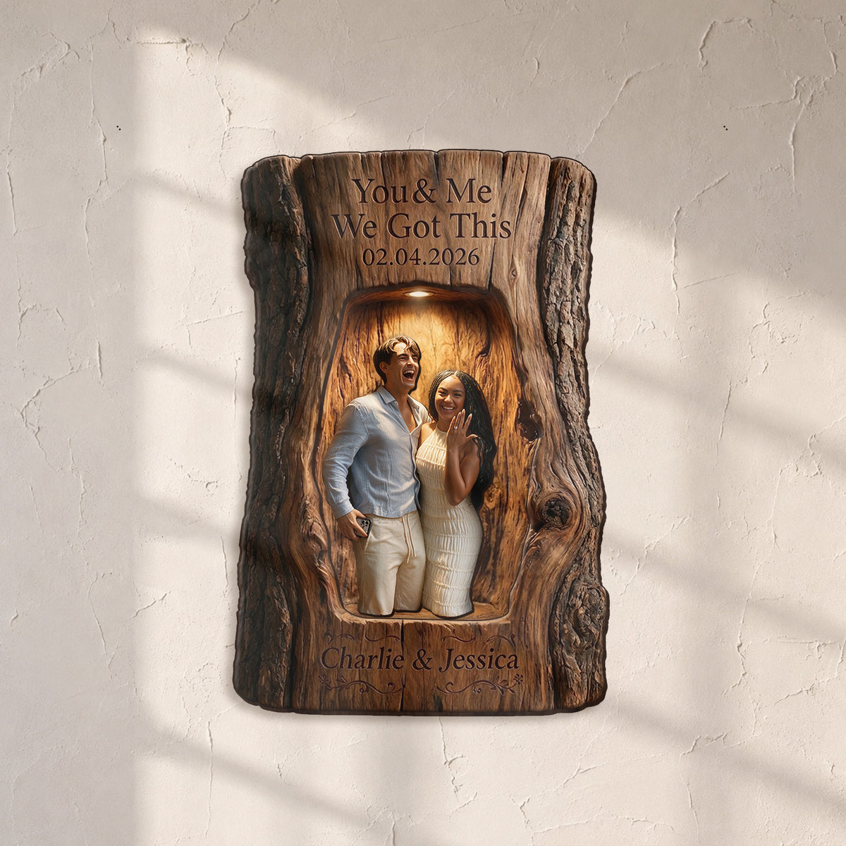 Couple Gift Set - Personalized Tumbler & Wooden Shelf & Shadow Box