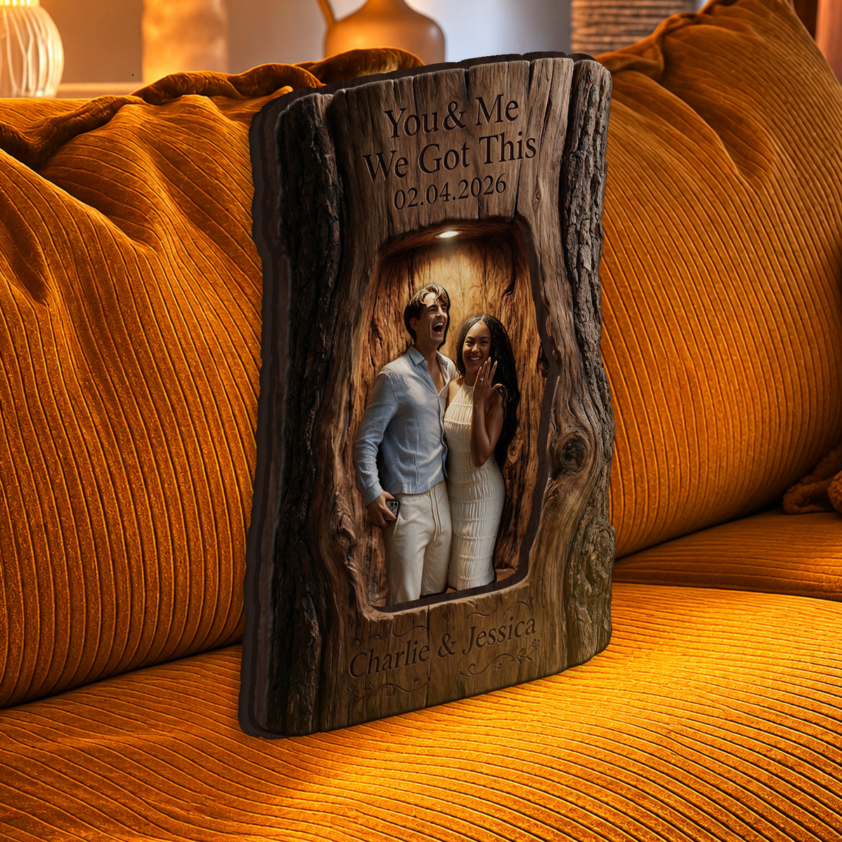 Couple Gift Set - Personalized Tumbler & Wooden Shelf & Shadow Box
