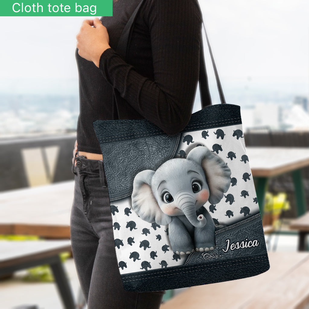 Cute Baby Elephant - Personalized Elephant Tote Bag