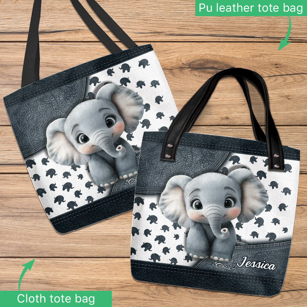 Cute Baby Elephant - Personalized Elephant Tote Bag