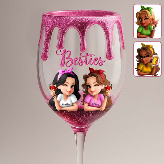 Bestie Tipsy - Personalized Bestie Wine Glass With Long Stem