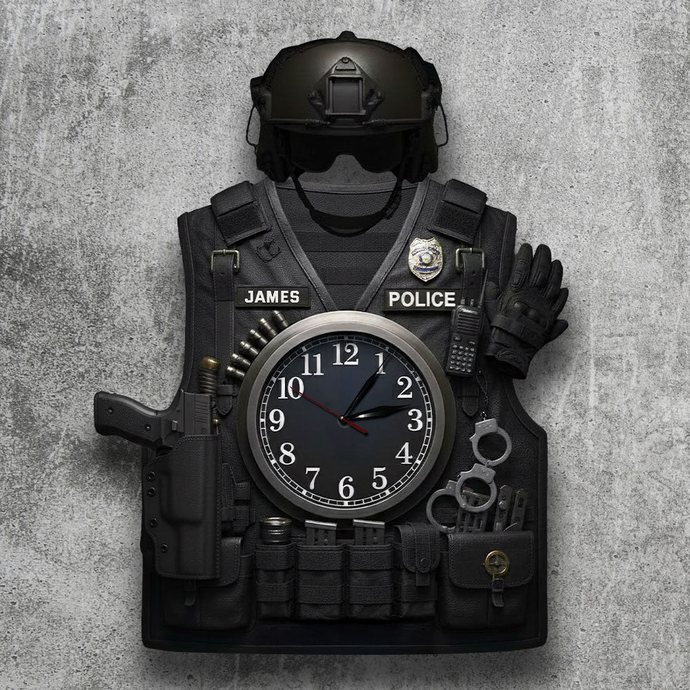 Serve And Protect - Personalized Police Officer LED Light Wall Clock