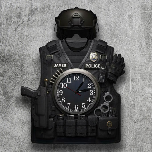 Serve And Protect - Personalized Police Officer LED Light Wall Clock