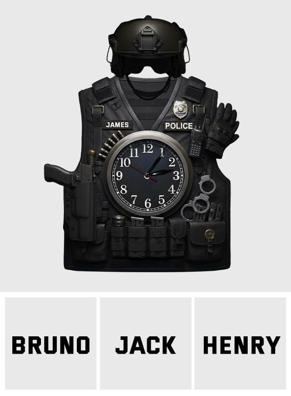 Serve And Protect - Personalized Police Officer LED Light Wall Clock