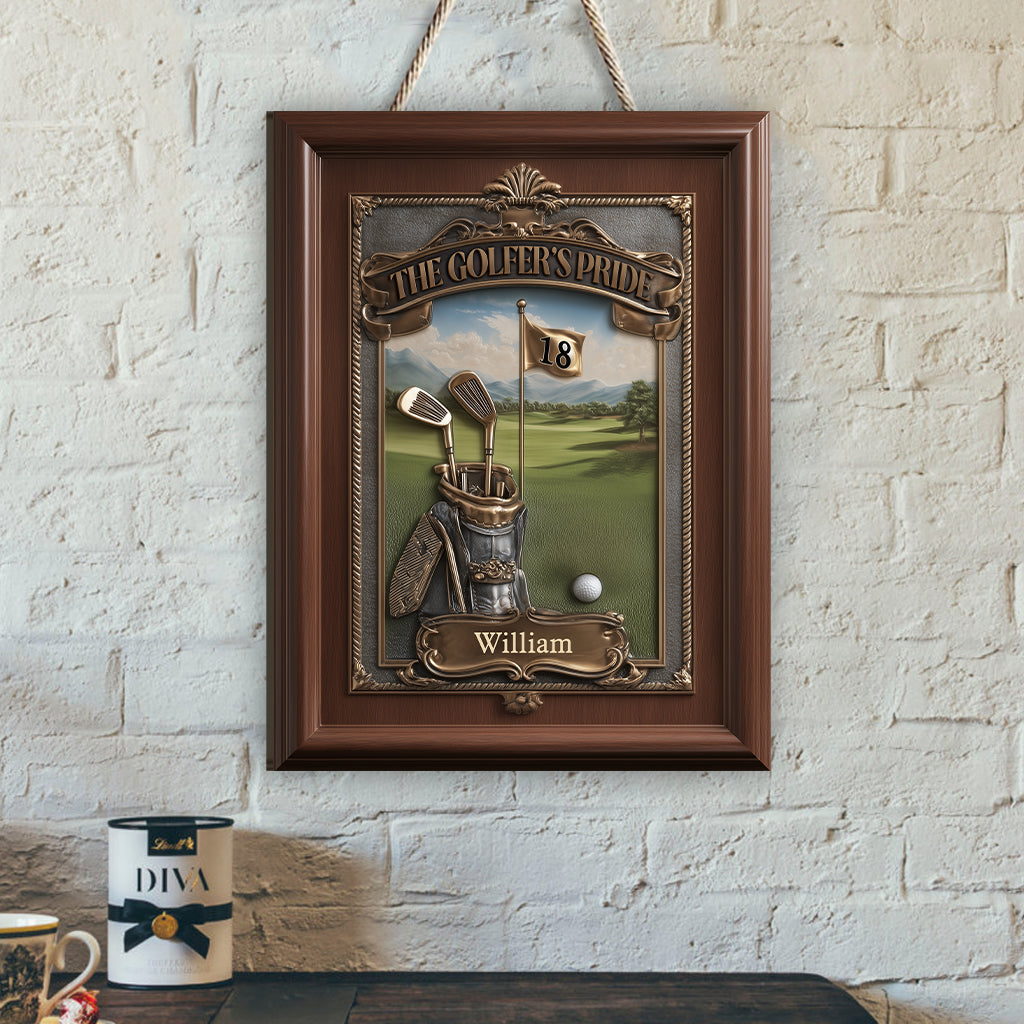 The Golfer's Pride - Personalized Golf Custom Shaped Wood Sign