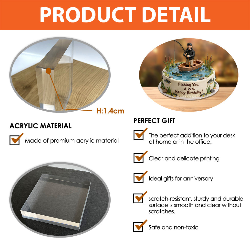 Fishing Cake - Personalized Fishing Custom Shaped Acrylic Plaque