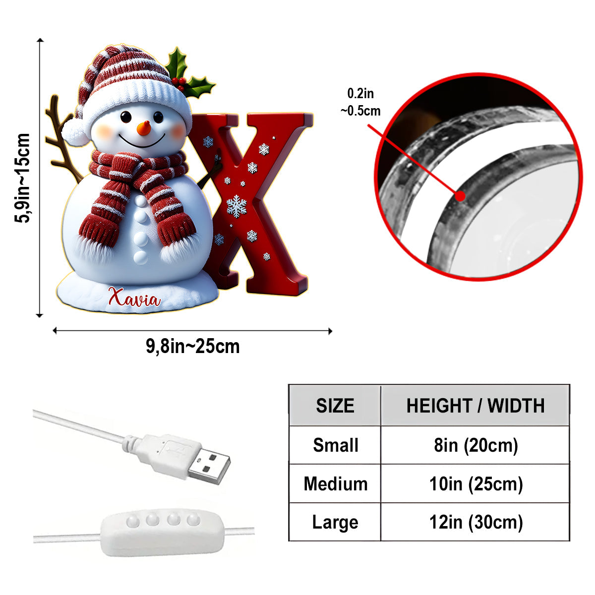 Merry Christmas - Personalized Family Acrylic LED Night Light