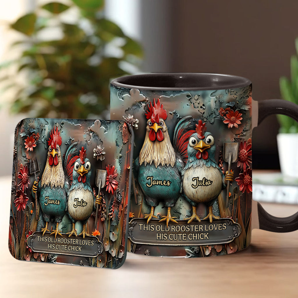 This Old Rooster Loves His Cute Chick - Personalized Chicken Accent Mug