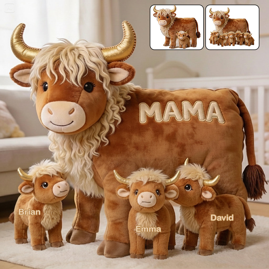 Mama Cow Gift For Mom Grandma - Personalized Grandma Faux Fur Shaped Pillow