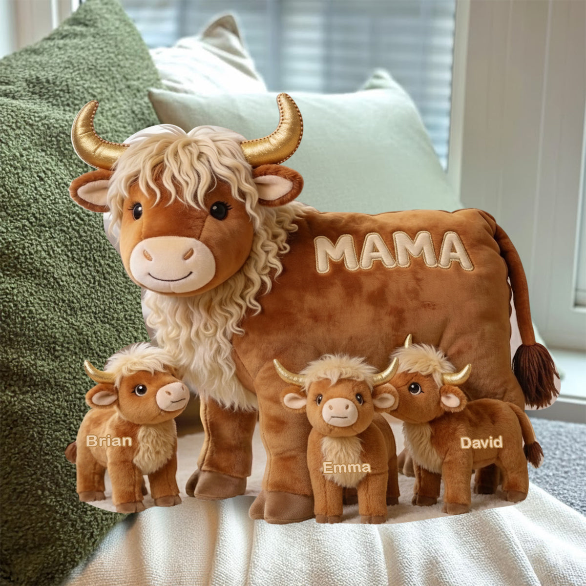 Mama Cow Gift For Mom Grandma - Personalized Grandma Faux Fur Shaped Pillow