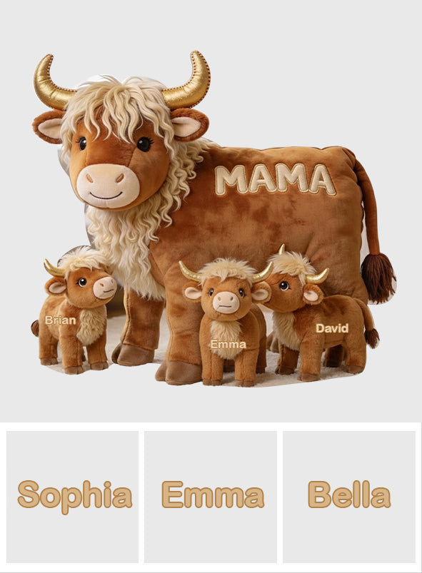 Mama Cow Gift For Mom Grandma - Personalized Grandma Faux Fur Shaped Pillow