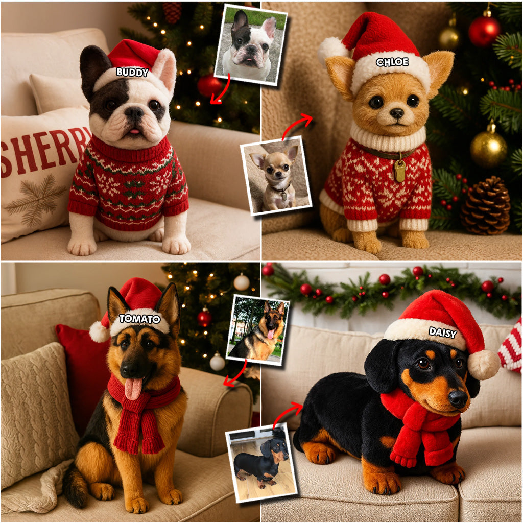 Pet Christmas - Personalized Dog Faux Fur Shaped Pillow