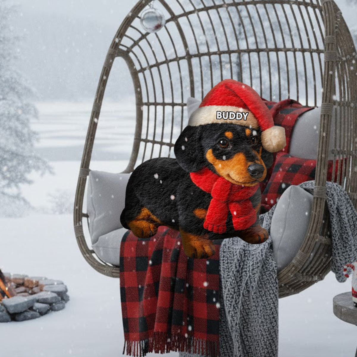 Pet Christmas - Personalized Dog Faux Fur Shaped Pillow