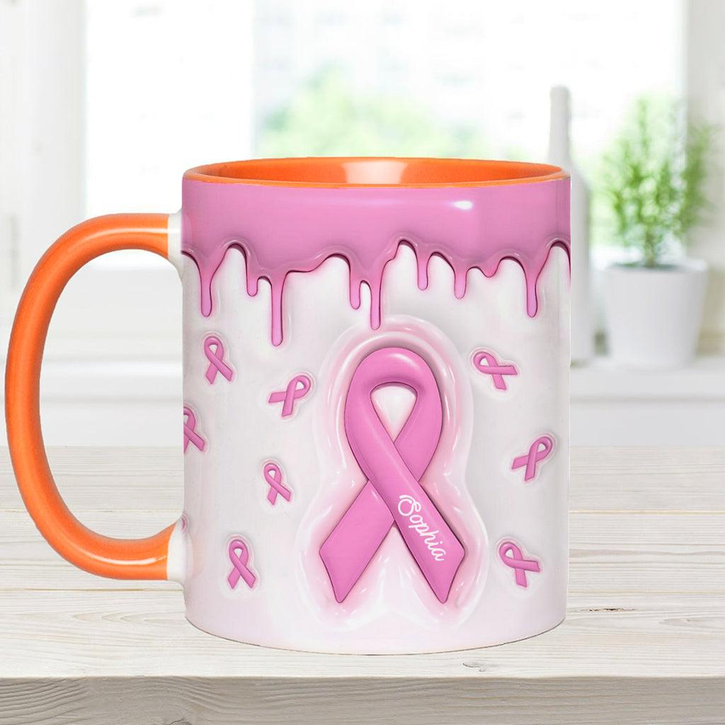 Pink Is My Signature Color - Personalized Breast Cancer Awareness Accent Mug