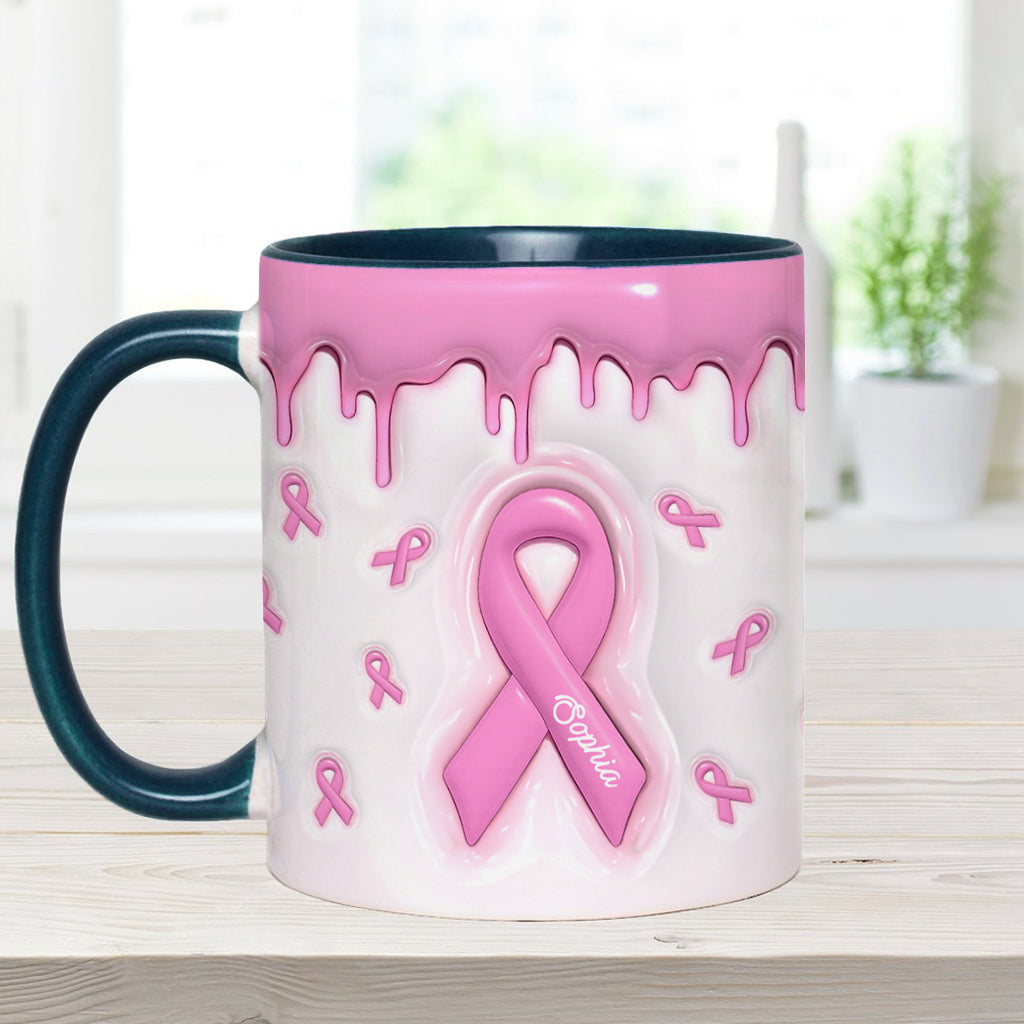 Pink Is My Signature Color - Personalized Breast Cancer Awareness Accent Mug