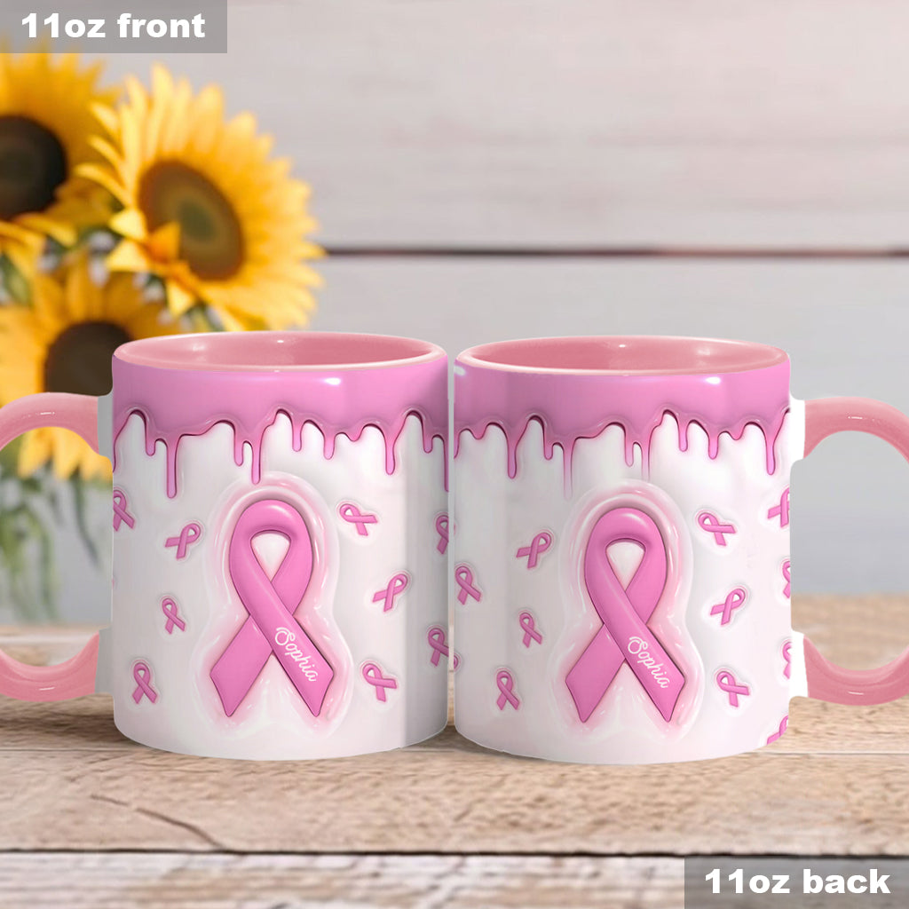 Pink Is My Signature Color - Personalized Breast Cancer Awareness Accent Mug