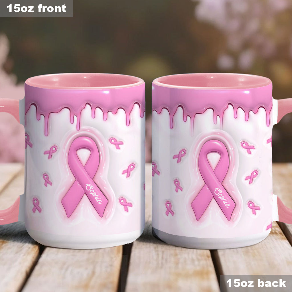 Pink Is My Signature Color - Personalized Breast Cancer Awareness Accent Mug